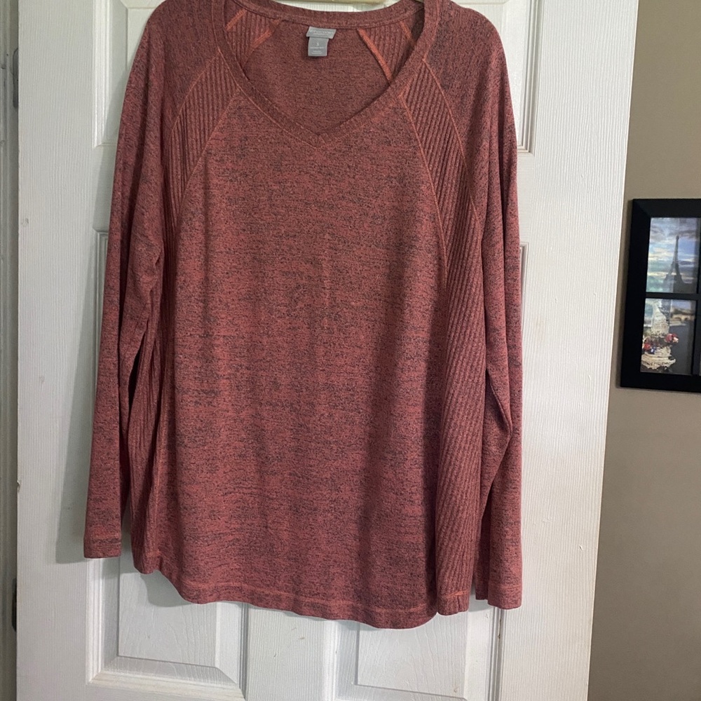 Heathered Red V-Neck Long Sleeve Sweatshirt